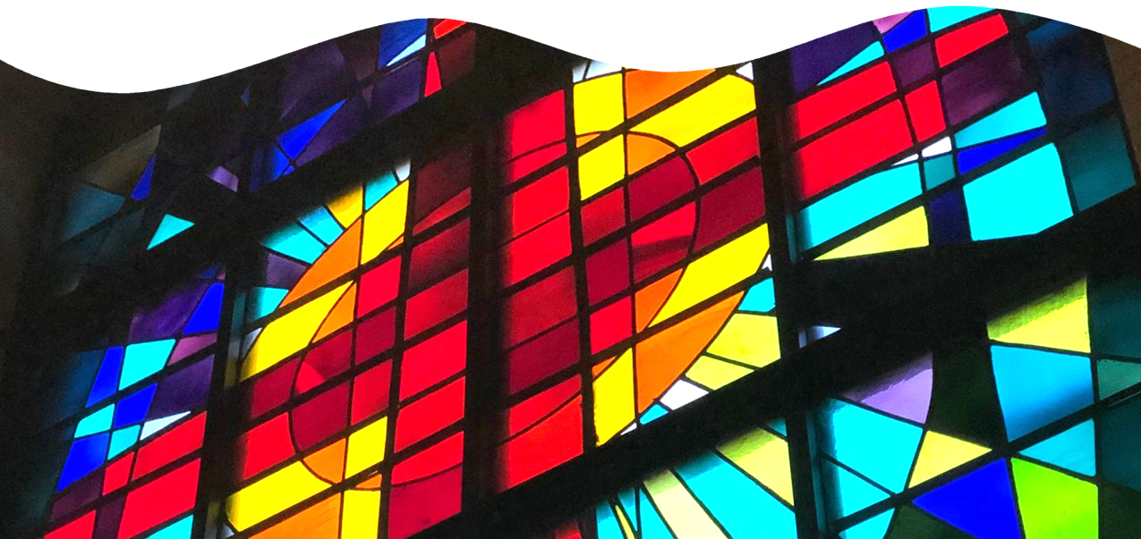 Stained Glass Window of Rainbow Cross 