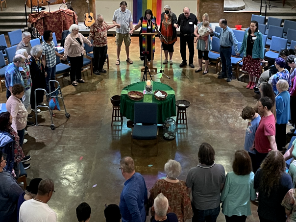 Church Members Worshipping Inside Trinity Church of Austin