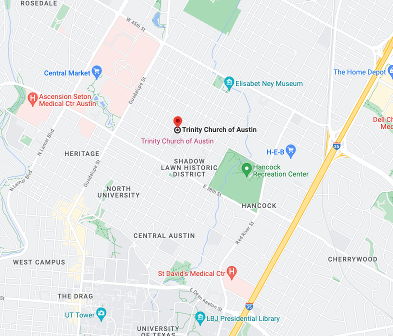 Map of Trinity Church of Austin -- Click to Access a Map to the Church on Google Maps
